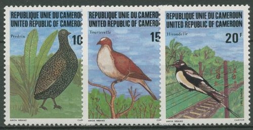 Kamerun 1982 Vögel Turteltaube Rauchschwalbe Rebhuhn 985/87 A postfrisch