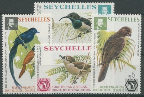 Seychellen 1976 Ornithologenkongress Vögel Papagei Nektarvogel 362/65 postfrisch