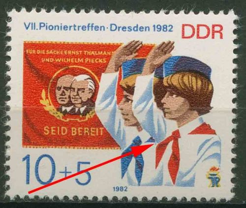 DDR 1982 Pioniertreffen in Dresden mit Plattenfehler 2724 F 46 postfrisch
