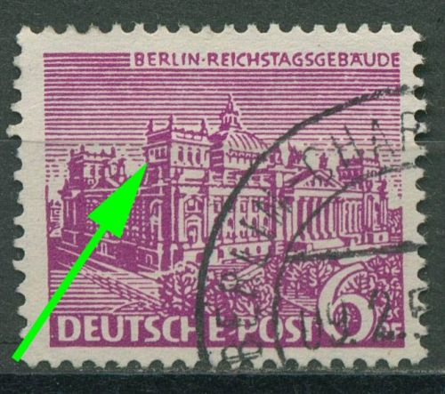 Berlin 1949 Berliner Bauten mit Plattenfehler 45 PM 8 gestempelt