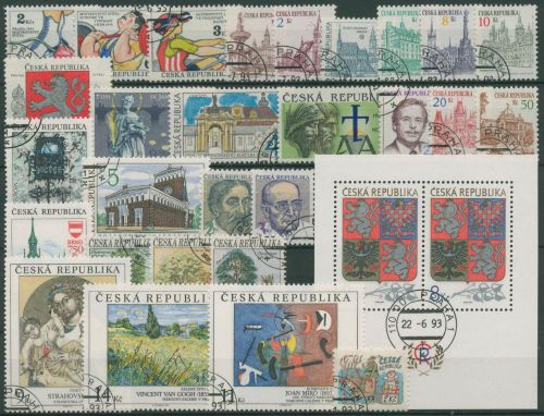 Tschechische Republik 1993 Jahrgang komplett (1/29, Bl. 1) gestempelt (SG62064)