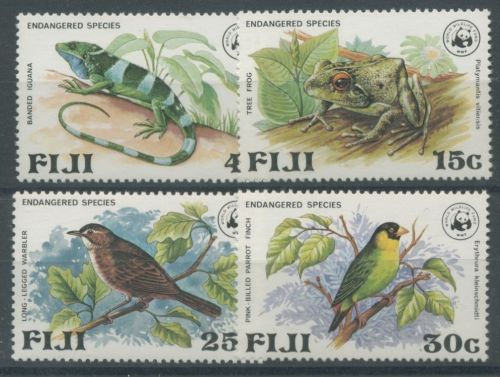 Fidschi-Inseln 1979 WWF Seltene Tiere Leguan Frosch Grassänger 387/90 postfrisch