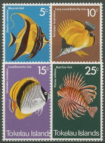 Tokelau 1975 Fische des Korallenriffs Rotfeuerfisch Falterfisch 38/41 postfrisch