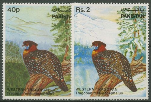 Pakistan 1981 Tiere Vögel Westsatyrhuhn im Sommer und Winter 560/61 postfrisch