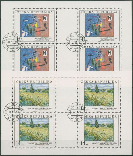 Tschechische Republik 1993 Gemälde v.Gogh Kleinbogen 26/27 K gestempelt (C66507)