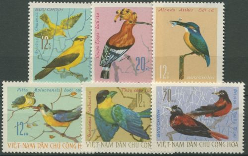 Vietnam 1966 Vögel Wiedehopf, Eisvogel, Blutpirol 456/61 A ungebraucht o.G.