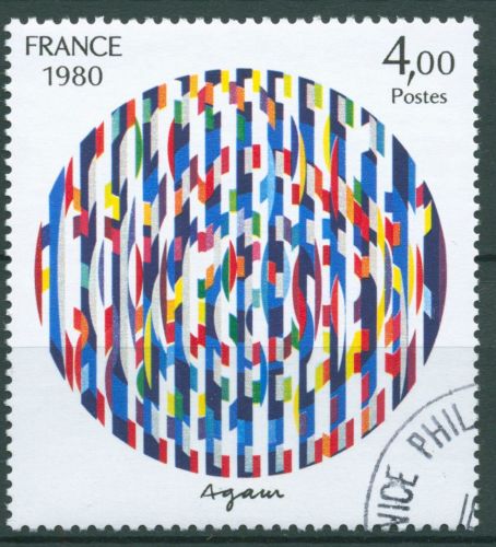 Frankreich 1980 Zeitgenössische Kunst Gemälde Yaacov Agam 2222 gestempelt