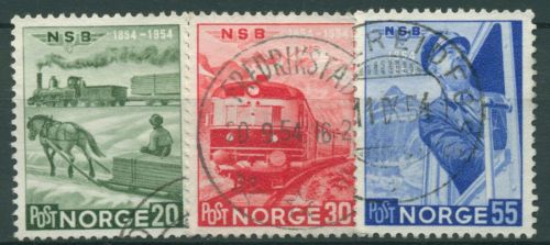 Norwegen 1954 Eisenbahn Pferdeschlitten 384/86 gestempelt