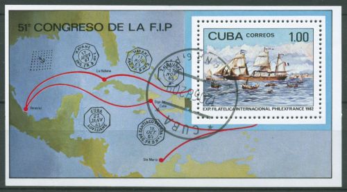 Kuba 1982 PHILEXFRANCE Postschiff Block 72 gestempelt (C63648)