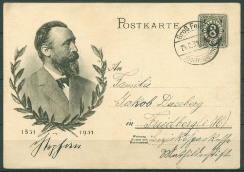 Dt. Reich 1931 Heinrich v. Stephan UPU Sonderpostkarte P 211 gebraucht (X40478)