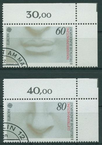 Bund 1986 Europa CEPT Natur-/Umweltschutz 1278/79 Ecke 2 gestempelt (E1450)