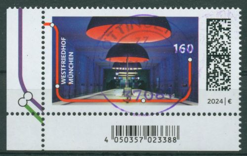 Bund 2024 U-Bahnstation München Westfriedhof 3807 Ecke 3 mit TOP-Stempel (E4029)