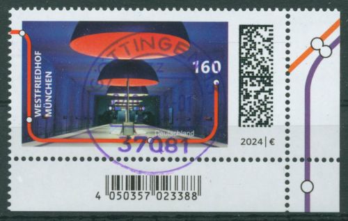 Bund 2024 U-Bahnstation München Westfriedhof 3807 Ecke 4 mit TOP-Stempel (E4030)