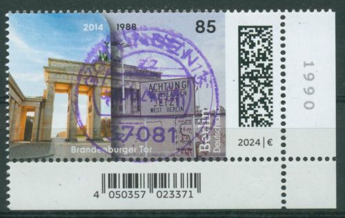 Bund 2024 Berlin Brandenburger Tor 3808 Ecke 4 mit TOP-Stempel (E4032)