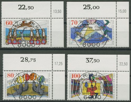 Berlin 1989 Jugend: Zirkus Ecken mit korr. Bogenwertzudrucken 838/41 KBWZ
