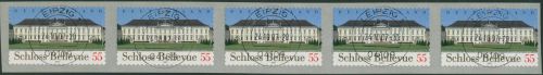 Bund 2007 Schloss Bellevue Rollenmarke sk 2604 5er-Streifen mit Nr., TOP-Stempel
