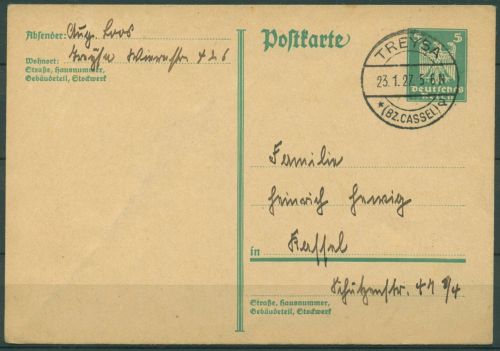Deutsches Reich 1926 Adler Postkarte P 165 I gebraucht (X41160)