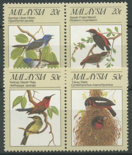 Malaysia 1988 Geschützte Tiere: Vögel 380/83 ZD postfrisch