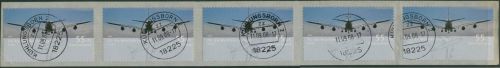 Bund 2008 Airbus A 380 Rollenmarke sk 2676 5er-Streifen mit Nr. gestempelt