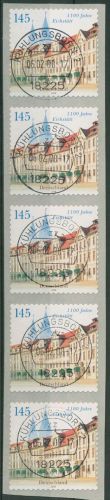 Bund 2008 Eichstätt Rollenmarke sk 2643 5er-Streifen mit Nr. TOP-Stempel