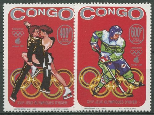 Kongo (Brazzaville) 1993 Olympiade Lillehammer 1377/78 A postfrisch