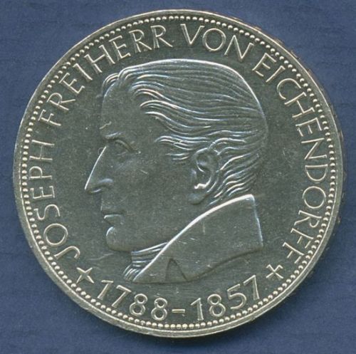 Deutschland 5 DM 1957 Joseph Freiherr v. Eichendorff, J 391 vz (m6876)