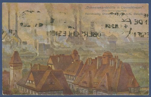 Donnersmarckhütte in Hindenburg Zabrze, gelaufen 1921, Eiriß (AK5681)