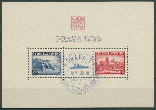 Tschechoslowakei 1938 PRAGA Karlsbrücke Hradschin Block 4 gestempelt (C66609)