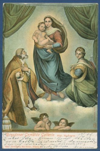 Sixtinische Madonna Dresdener Gemäldegallerie, gelaufen 1903 (AK5595)