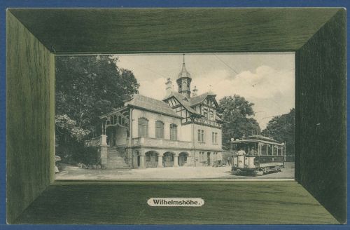 Kassel Wilhelmshöhe Endstation der Elektrischen Bahn, gelaufen 1908 (AK5554)