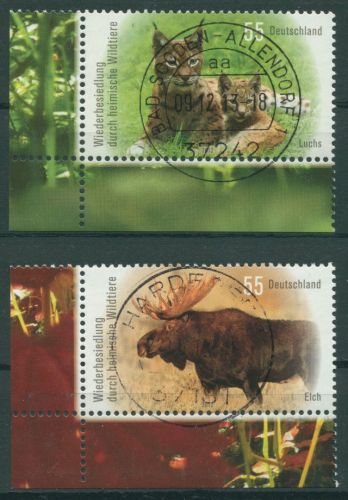 Bund 2012 Wildtiere Nordluchs Elch 2913/14 Ecke 3 mit TOP-Stempel (E4534)