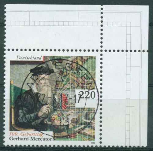 Bund 2012 Wissenschaftler Gerhard Mercator 2918 Ecke 2 mit TOP-Stempel (E4536)