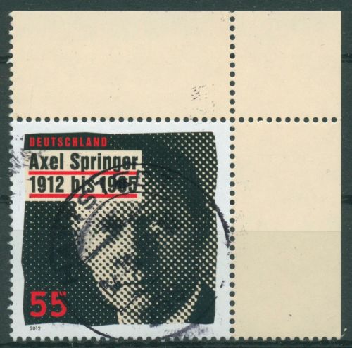 Bund 2012 Zeitungsverleger Axel Springer 2927 Ecke 2 mit TOP-Stempel (E4539)