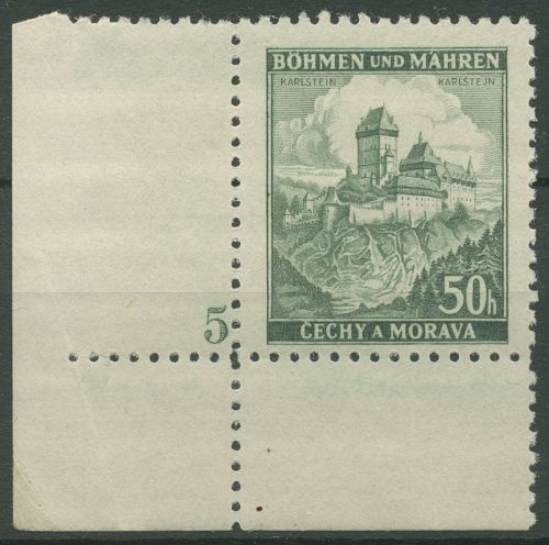 Böhmen & Mähren 1939 Ecke m. Plattennummer 100er-Bogen 26 Pl.-Nr. 5 postfrisch