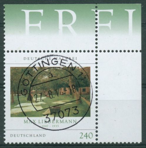 Bund 2013 Gemälde "Die Rasenbleiche" M.Liebermann 2974 Ecke 2 TOP-Stempel(E4570)