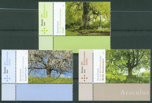 Bund 2013 Wohlfahrt Blühende Bäume 2980/82 Ecke 3 mit TOP-Stempel (E4574)