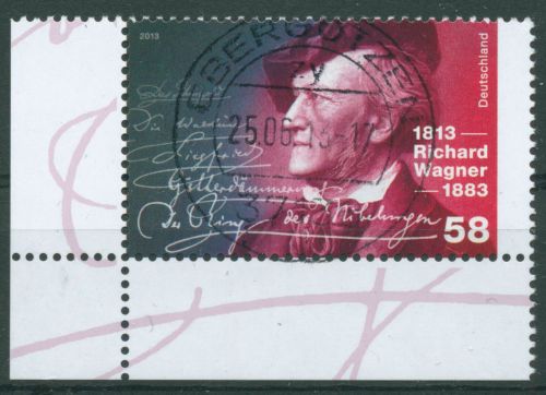 Bund 2013 Komponist Richard Wagner 3008 Ecke 3 mit TOP-Stempel (E4587)