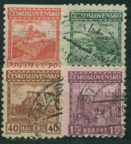 Tschechoslowakei 1926 Freimarken Burgen 245/49 gestempelt
