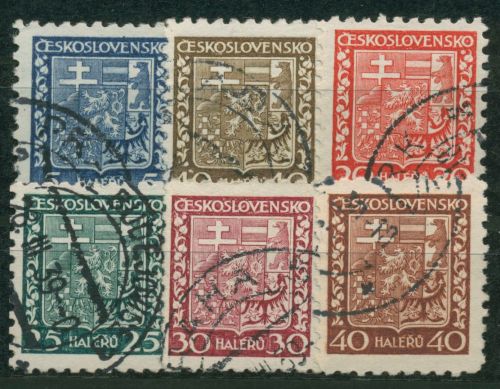 Tschechoslowakei 1929 Staatswappen 277/82 gestempelt