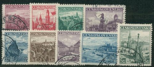 Tschechoslowakei 1936 Landschaften Bauwerke 351/59 gestempelt