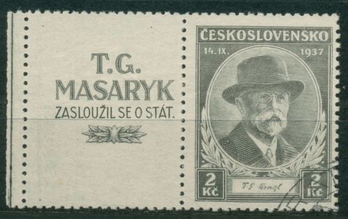 Tschechoslowakei 1937 Präsident Masaryk 380 Zf gestempelt