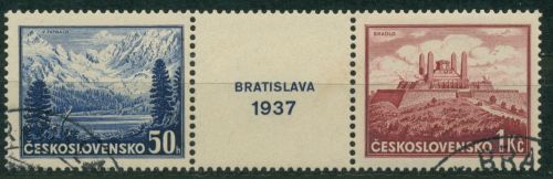 Tschechoslowakei 1937 Ausstellung Bratislava 384/85 Blockmarken gestempelt