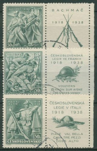 Tschechoslowakei 1938 Legionäre 392/94 Zf gestempelt