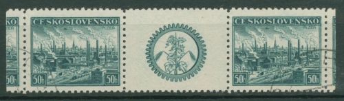 Tschechoslowakei 1938 Briefmarkenausstellung Pilsen Skodawerke 400 ZW gestempelt