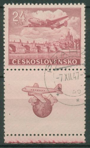 Tschechoslowakei 1946 Flugpostmarke 499 Zf gestempelt