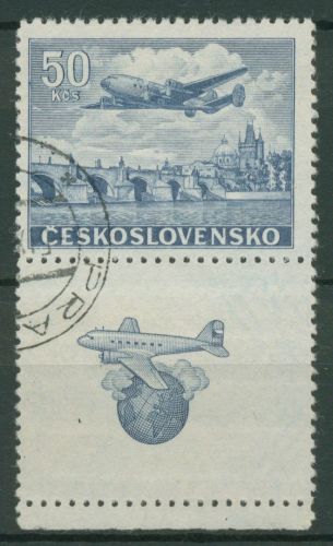 Tschechoslowakei 1946 Flugpostmarke 500 Zf gestempelt