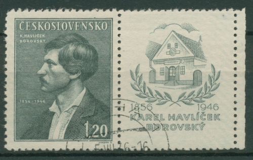 Tschechoslowakei 1946 Schriftsteller Karel Havlicek-Borovský 501 Zf gestempelt