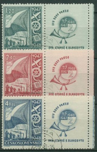 Tschechoslowakei 1947 Wiederaufbau Industrie 512/14 Zf gestempelt