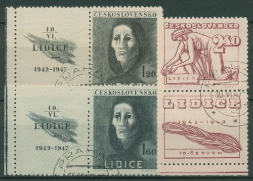 Tschechoslowakei 1947 Stadt Lidice Frauen 518/20 Zf gestempelt