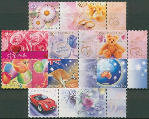 Australien 2003 Grußmarken Teddy Blumen Känguru 2190/99 x Zf postfrisch